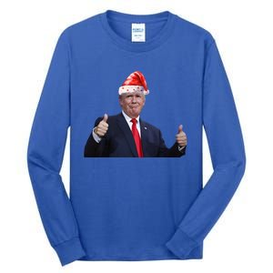 Donald Trump Christmas Funny President 47 Trump Santa Hat Gift Tall Long Sleeve T-Shirt