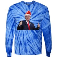 Donald Trump Christmas Funny President 47 Trump Santa Hat Gift Tie-Dye Long Sleeve Shirt