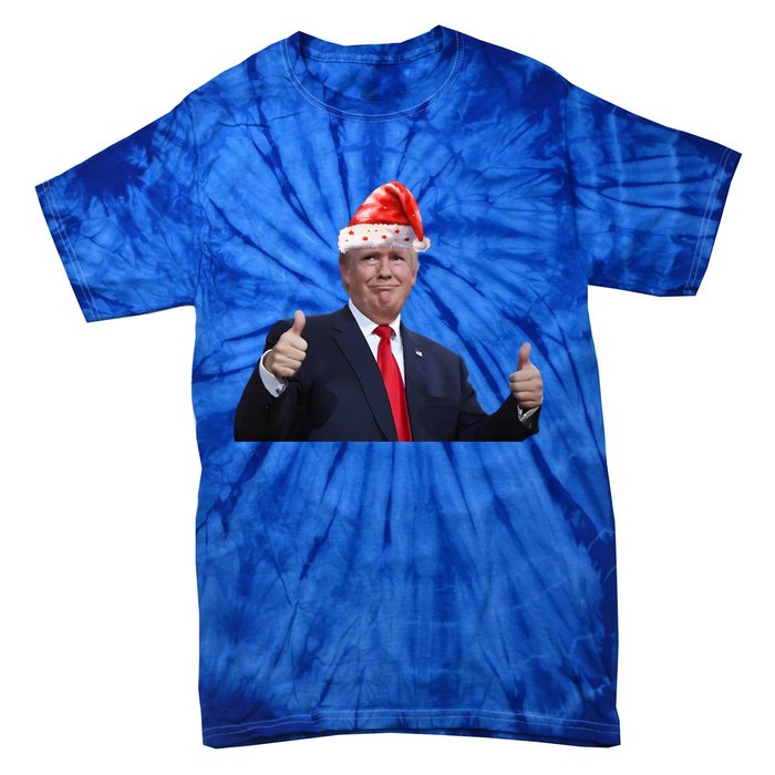 Donald Trump Christmas Funny President 47 Trump Santa Hat Gift Tie-Dye T-Shirt