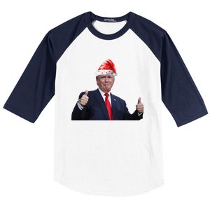 Donald Trump Christmas Funny President 47 Trump Santa Hat Gift Baseball Sleeve Shirt