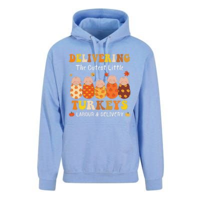 Delivering The Cutest Turkeys Labor & Delivery Thanksgiving Unisex Surf Hoodie