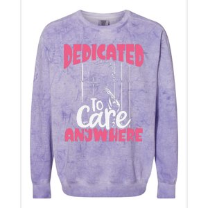 Dedicated To Care Anywhere Correctional Nurse Gift Colorblast Crewneck Sweatshirt