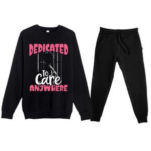 Dedicated To Care Anywhere Correctional Nurse Gift Premium Crewneck Sweatsuit Set