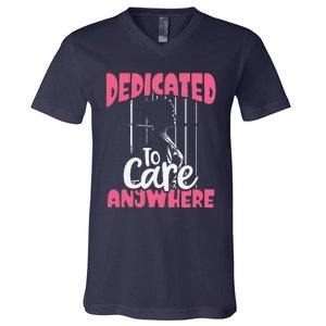 Dedicated To Care Anywhere Correctional Nurse Gift V-Neck T-Shirt