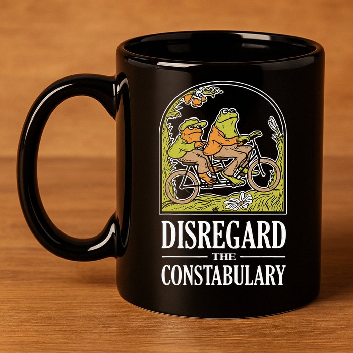 Disregard The Constabulary Graphic Funny Frog Meme Police 11oz C Handle Ceramic Mug