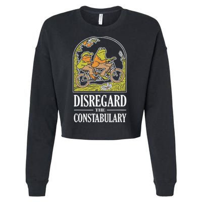 Disregard The Constabulary Graphic Funny Frog Meme Police Cropped Pullover Crew