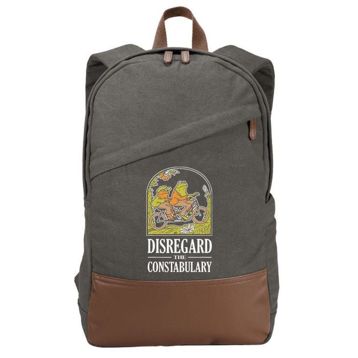 Disregard The Constabulary Graphic Funny Frog Meme Police Cotton Canvas Backpack