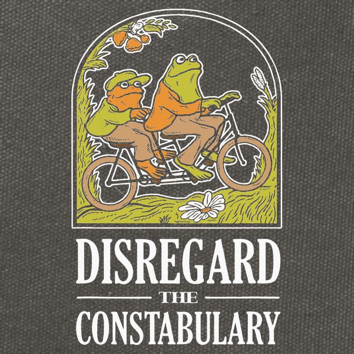 Disregard The Constabulary Graphic Funny Frog Meme Police Cotton Canvas Backpack