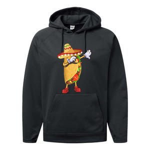 Dabbing Taco Cinco De Mayo Funny Mexican Food Dab Performance Fleece Hoodie