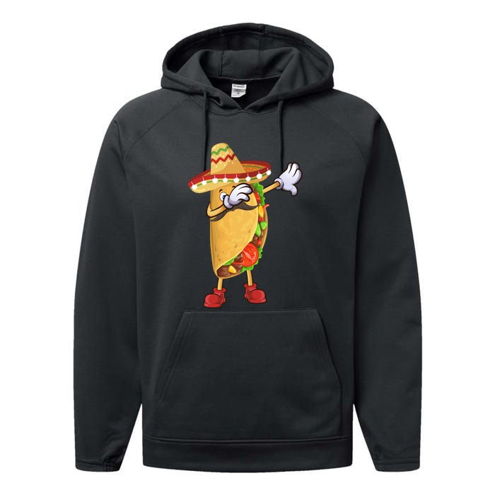 Dabbing Taco Cinco De Mayo Funny Mexican Food Dab Performance Fleece Hoodie