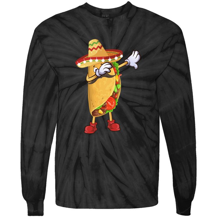 Dabbing Taco Cinco De Mayo Funny Mexican Food Dab Tie-Dye Long Sleeve Shirt