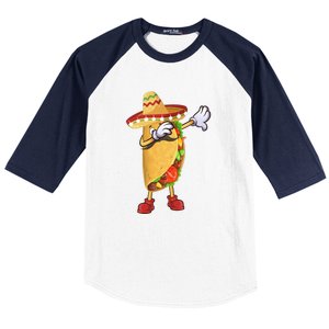 Dabbing Taco Cinco De Mayo Funny Mexican Food Dab Baseball Sleeve Shirt