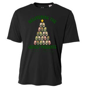 Delivering The Cutest Presents L D Nurse Christmas Tree Cooling Performance Crew T-Shirt