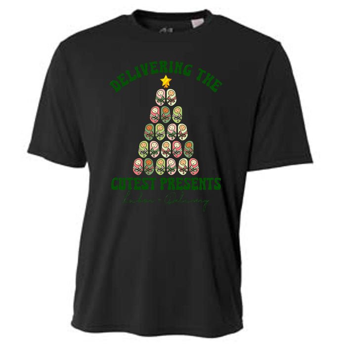 Delivering The Cutest Presents L D Nurse Christmas Tree Cooling Performance Crew T-Shirt