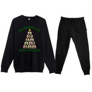 Delivering The Cutest Presents L D Nurse Christmas Tree Premium Crewneck Sweatsuit Set