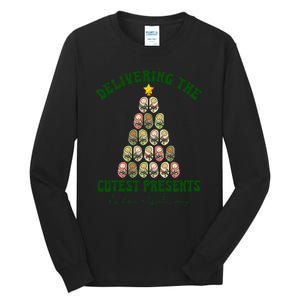 Delivering The Cutest Presents L D Nurse Christmas Tree Tall Long Sleeve T-Shirt