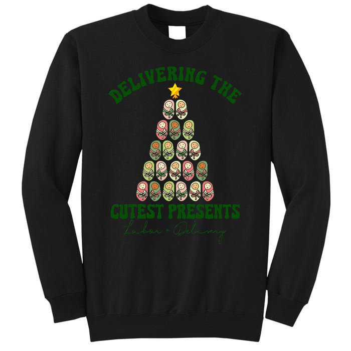 Delivering The Cutest Presents L D Nurse Christmas Tree Tall Sweatshirt