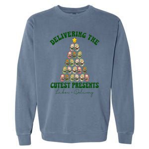 Delivering The Cutest Presents L D Nurse Christmas Tree Garment-Dyed Sweatshirt