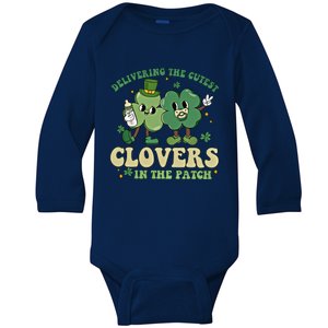 Delivering The Cutest Clovers In The Patch Labor Delivery Gift Baby Long Sleeve Bodysuit