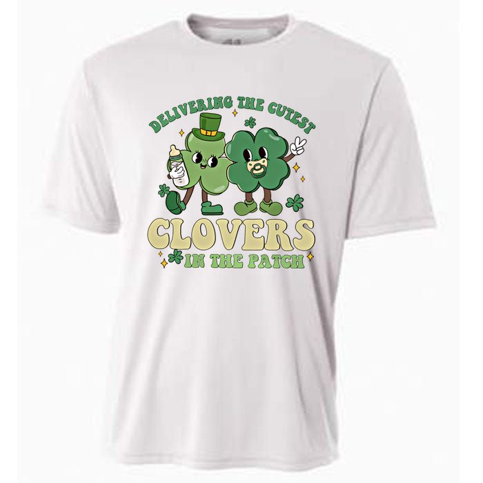 Delivering The Cutest Clovers In The Patch Labor Delivery Gift Cooling Performance Crew T-Shirt