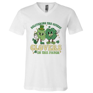 Delivering The Cutest Clovers In The Patch Labor Delivery Gift V-Neck T-Shirt