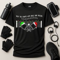 Deck The Courts With Balls And Volleys Christmas Pickleball  Performance Shirt