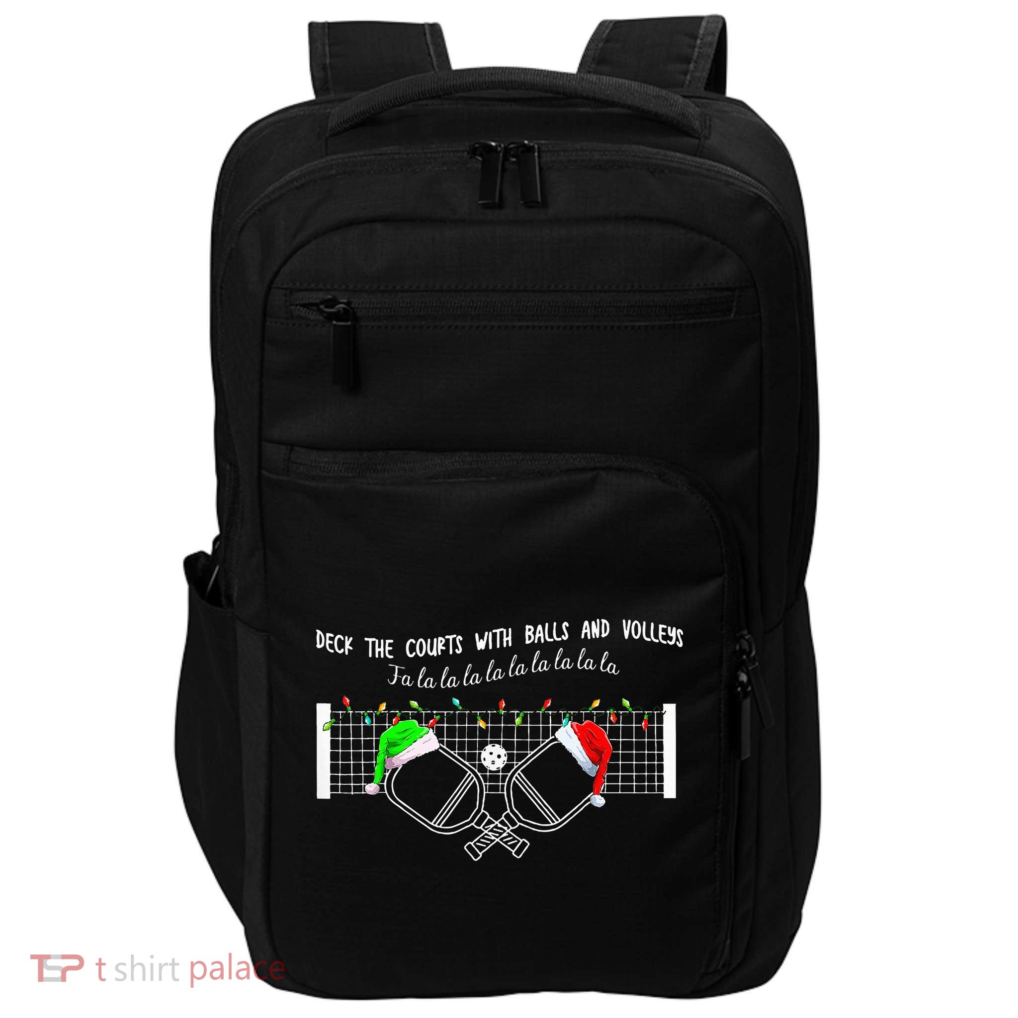 Deck The Courts With Balls And Volleys Christmas Pickleball  Impact Tech Backpack