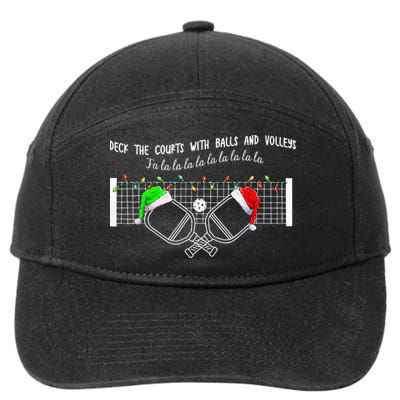 Deck The Courts With Balls And Volleys Christmas Pickleball  7-Panel Snapback Hat