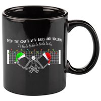 Deck The Courts With Balls And Volleys Christmas Pickleball  11oz C Handle Ceramic Mug