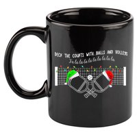 Deck The Courts With Balls And Volleys Christmas Pickleball  11oz C Handle Ceramic Mug