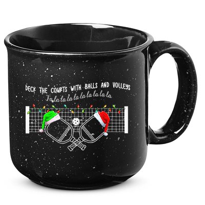 Deck The Courts With Balls And Volleys Christmas Pickleball  15oz Campfire Ceramic Mug