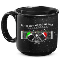 Deck The Courts With Balls And Volleys Christmas Pickleball  15oz Campfire Ceramic Mug