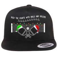 Deck The Courts With Balls And Volleys Christmas Pickleball  Flat Bill Trucker Hat