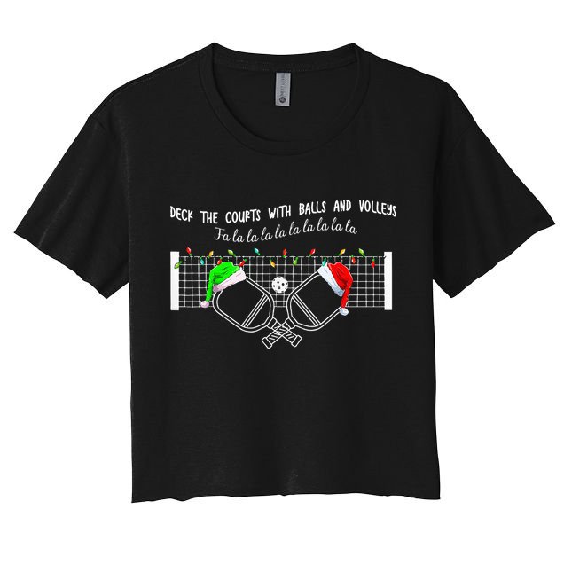 Deck The Courts With Balls And Volleys Christmas Pickleball  Crop Top