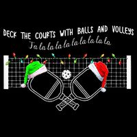 Deck The Courts With Balls And Volleys Christmas Pickleball  Cropped Pullover Crew