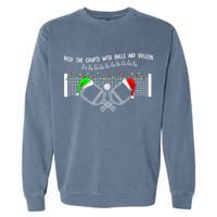 Deck The Courts With Balls And Volleys Christmas Pickleball  Garment-Dyed Sweatshirt