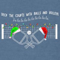 Deck The Courts With Balls And Volleys Christmas Pickleball  Garment-Dyed Sweatshirt