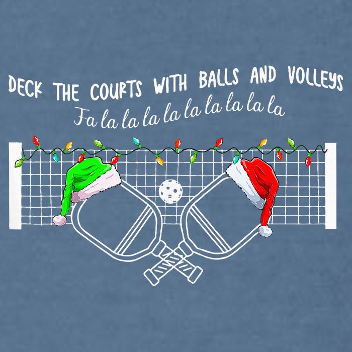 Deck The Courts With Balls And Volleys Christmas Pickleball  Garment-Dyed Sweatshirt