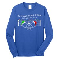 Deck The Courts With Balls And Volleys Christmas Pickleball  Long Sleeve Shirt
