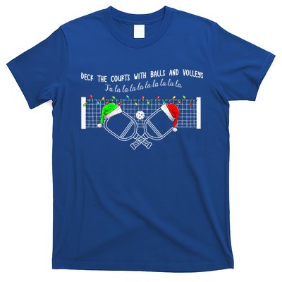 Deck The Courts With Balls And Volleys Christmas Pickleball  T-Shirt
