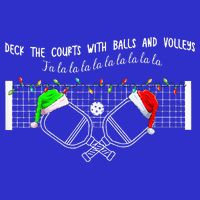 Deck The Courts With Balls And Volleys Christmas Pickleball  V-Neck T-Shirt