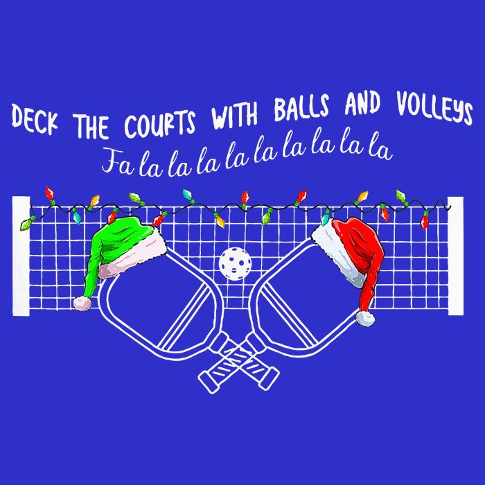 Deck The Courts With Balls And Volleys Christmas Pickleball  V-Neck T-Shirt