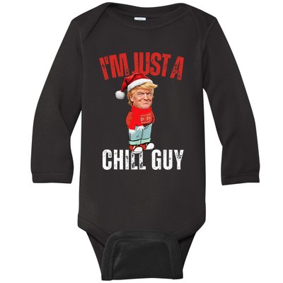 Donald Trump Christmas – Chill Meme Guy Baby Long Sleeve Bodysuit