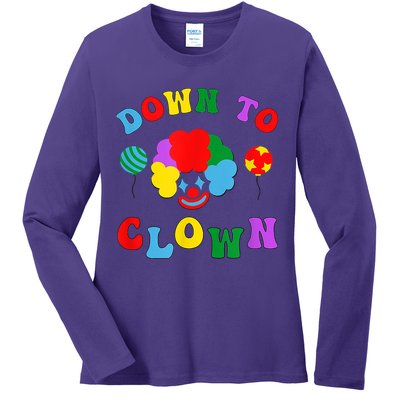 Down To Clown Clowncore Aesthetic Ladies Long Sleeve Shirt