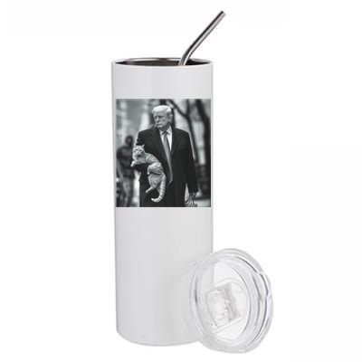 Donald Trump Carrying A Cat 2024 Gift Stainless Steel Tumbler