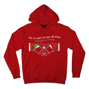 Deck The Courts With Balls And Volleys Fa La La Pickleball Christmas Hoodie