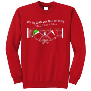 Deck The Courts With Balls And Volleys Fa La La Pickleball Christmas Sweatshirt