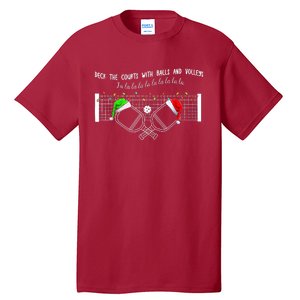 Deck The Courts With Balls And Volleys Fa La La Pickleball Christmas Tall T-Shirt