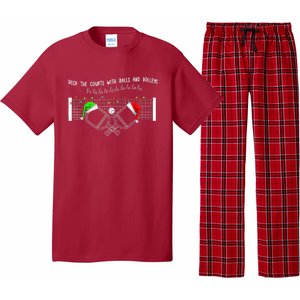 Deck The Courts With Balls And Volleys Fa La La Pickleball Christmas Pajama Set