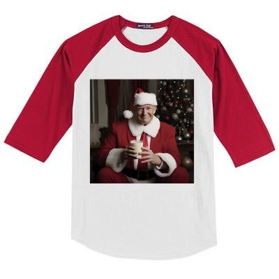 Donald Trump Clause Christmas Drinkin’ Milk Kids Colorblock Raglan Jersey